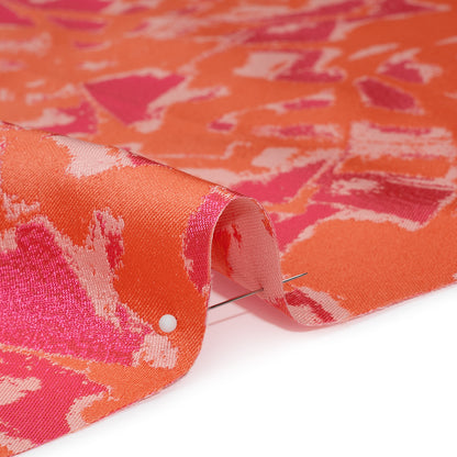 Luxury Polyester Brocade - Sparkling Orange and Pink Abstract Markmaking