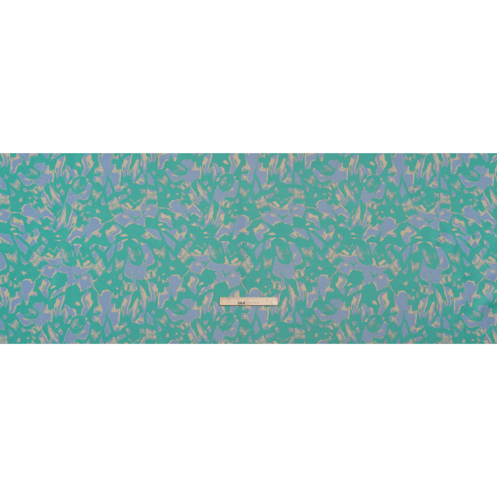 Luxury Polyester Brocade - Sparkling Country Blue, Teal, and Yellow Beige Abstract Markmaking - Full