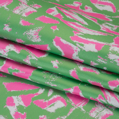 Luxury Polyester Brocade - Sparkling Hot Pink and Kelly Green Abstract Markmaking