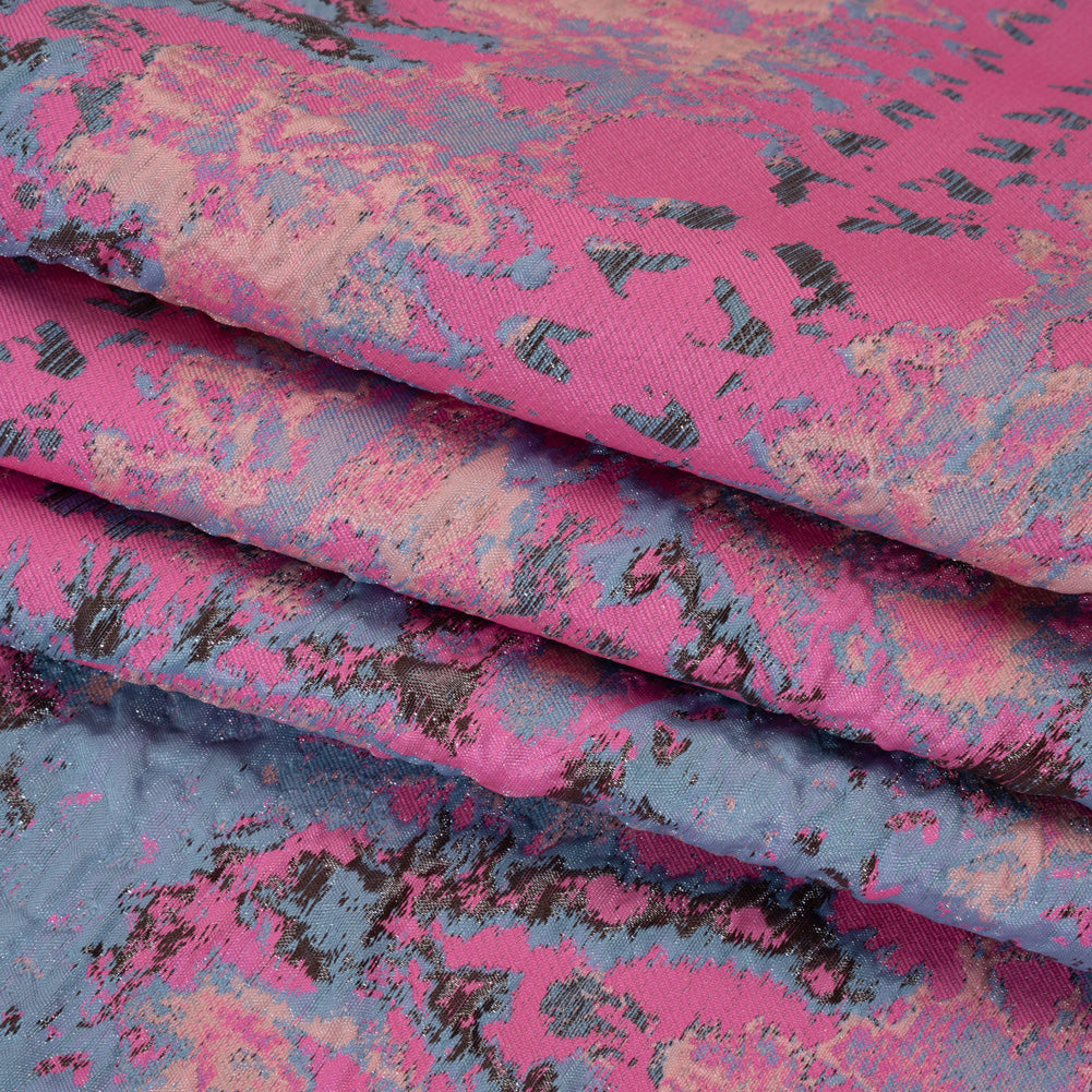 Metallic Luxury Brocade - Pink, Periwinkle and Peach Rorschach Stripes