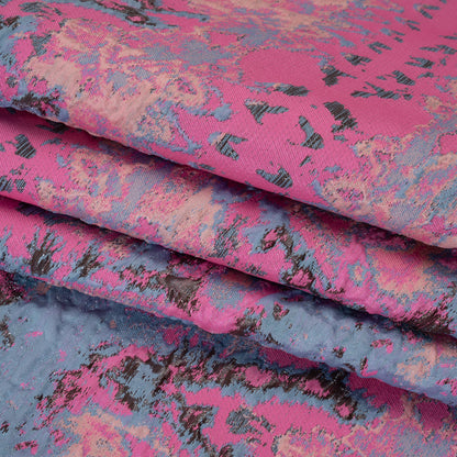 Metallic Luxury Brocade - Pink, Periwinkle and Peach Rorschach Stripes