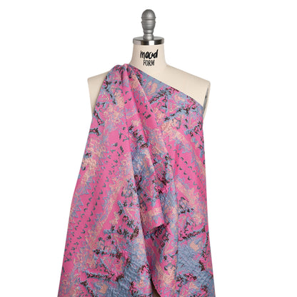 Metallic Luxury Brocade - Pink, Periwinkle and Peach Rorschach Stripes