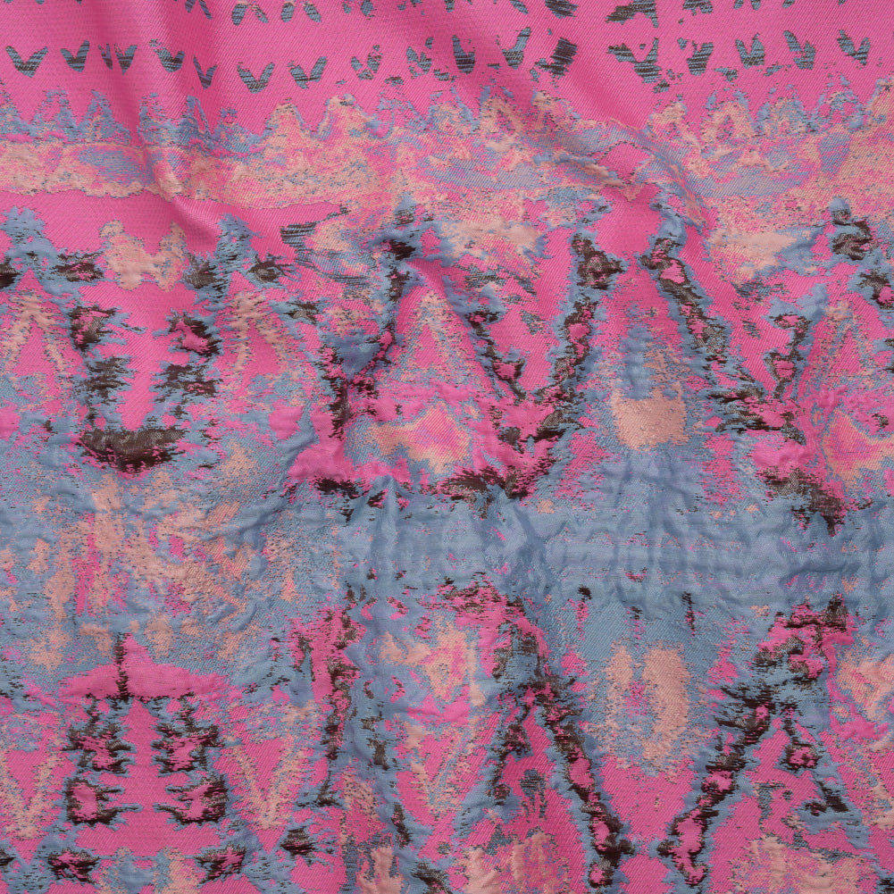 Metallic Luxury Brocade - Pink, Periwinkle and Peach Rorschach Stripes
