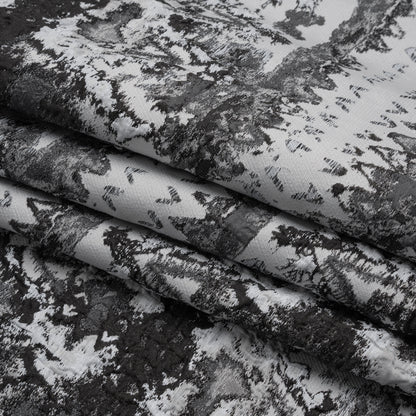 Metallic Luxury Brocade - Black, White and Gray Rorschach Stripes