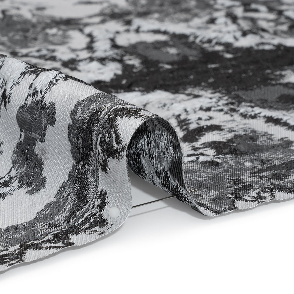 Metallic Luxury Brocade - Black, White and Gray Rorschach Stripes