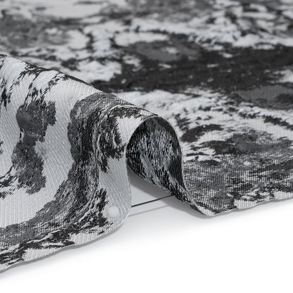 Metallic Luxury Brocade - Black, White and Gray Rorschach Stripes