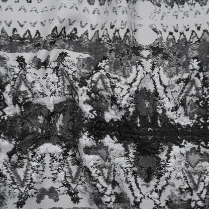 Metallic Luxury Brocade - Black, White and Gray Rorschach Stripes