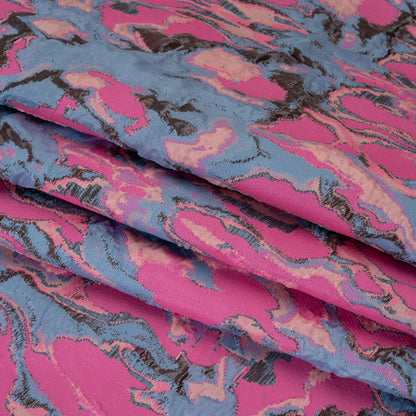 Metallic Luxury Brocade - Pink, Periwinkle and Peach Melting Abstract