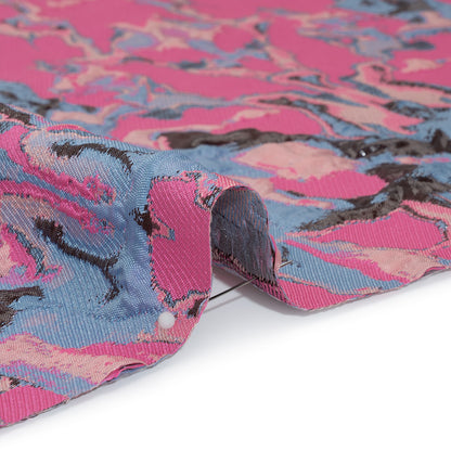 Metallic Luxury Brocade - Pink, Periwinkle and Peach Melting Abstract