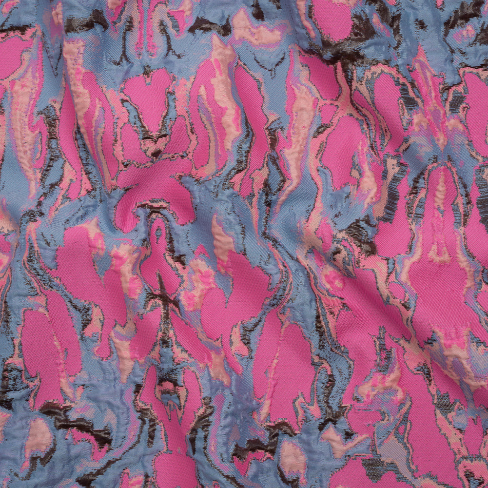 Metallic Luxury Brocade - Pink, Periwinkle and Peach Melting Abstract