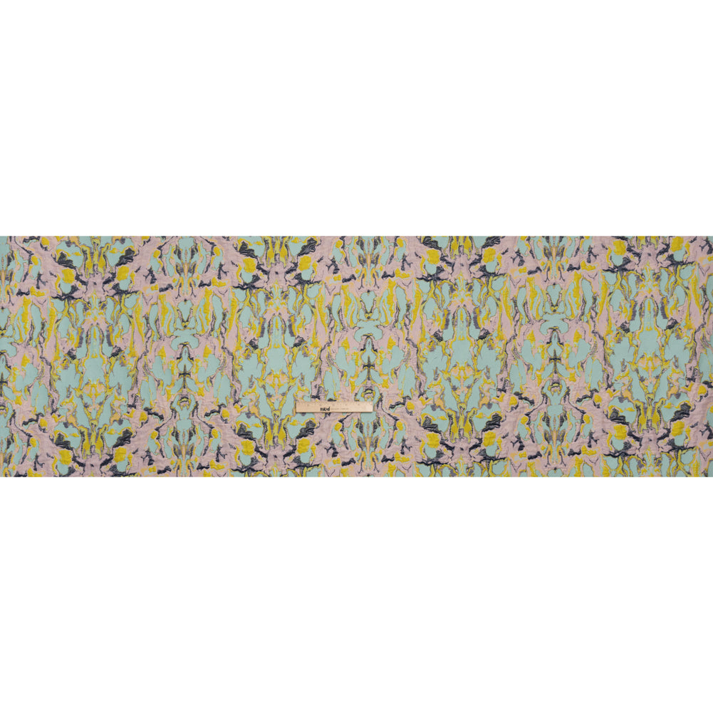 Metallic Luxury Brocade - Aqua, Pale Pink and Yellow Melting Abstract - Full