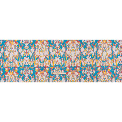 Metallic Luxury Brocade - Blue, Red and Golden Yellow Melting Abstract