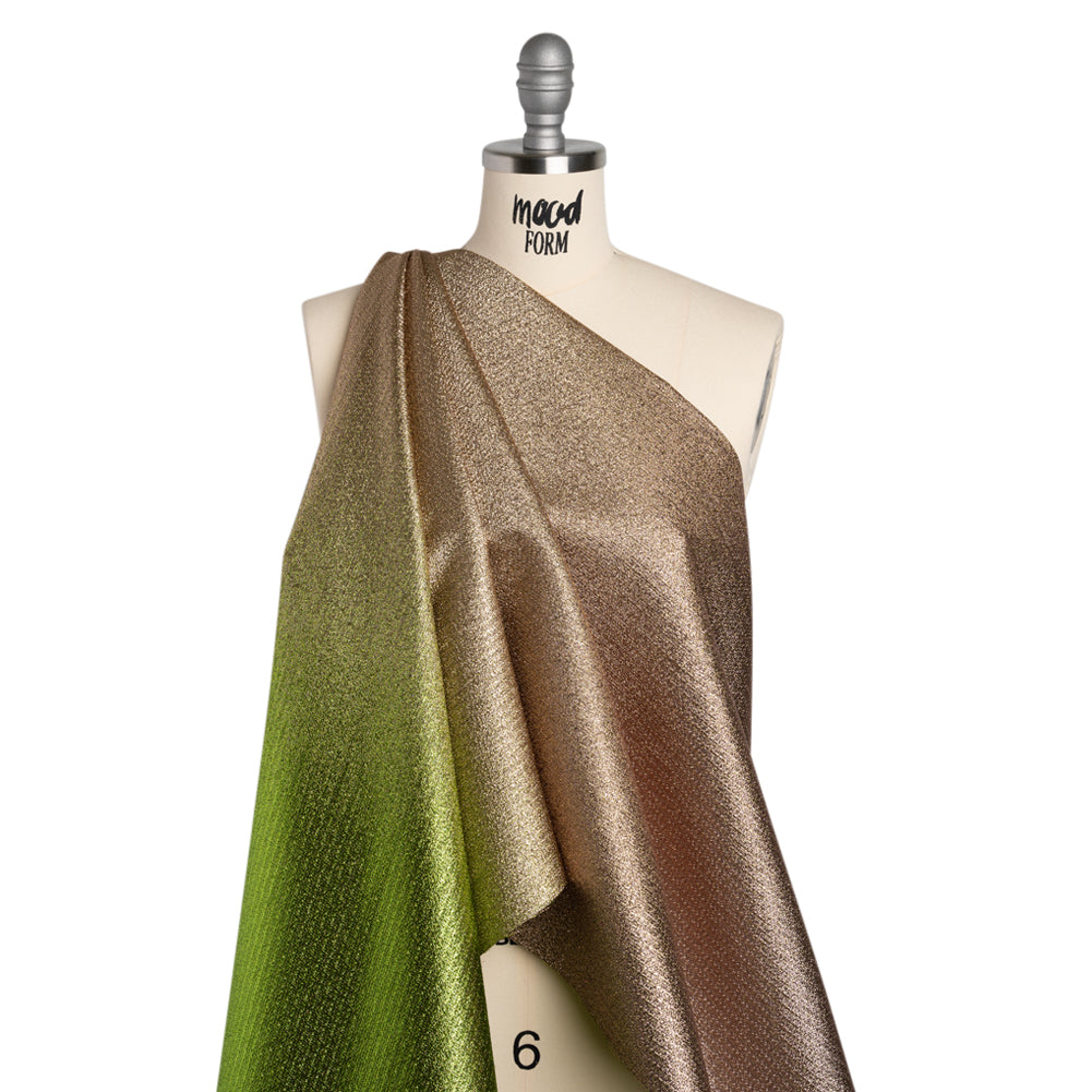 Metallic Luxury Brocade - Lime Green and Gold Crackled Ombre