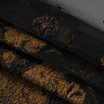 Metallic Luxury Burnout Brocade - Copper and Black Floral Border