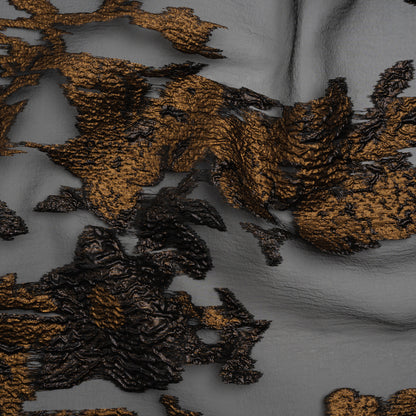 Metallic Luxury Burnout Brocade - Copper and Black Floral Border