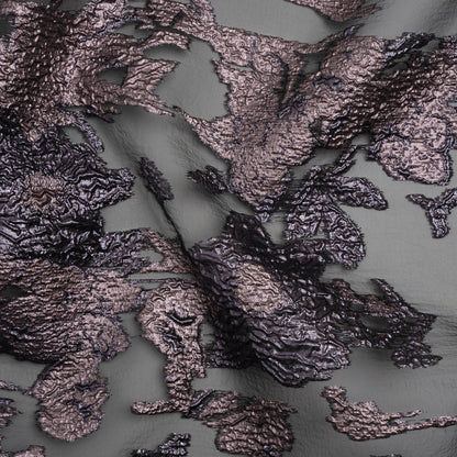 Metallic Luxury Burnout Brocade - Purple, Lilac and Black Floral Border