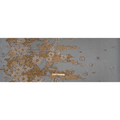 Metallic Luxury Burnout Brocade - Gold, Silver and Black Floral Border
