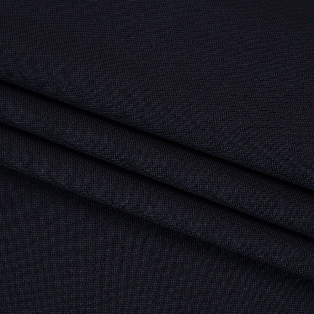 Wool Pique Suiting - Navy Blue Birdseye - Deadstock - Folded