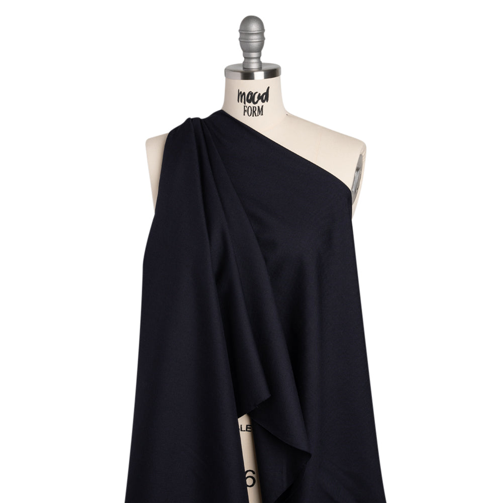Wool Pique Suiting - Navy Blue Birdseye - Deadstock - Drape
