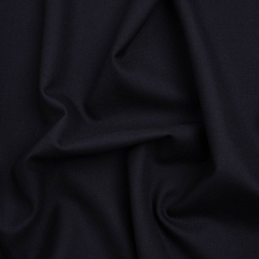 Wool Pique Suiting - Navy Blue Birdseye - Deadstock