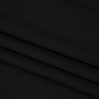 Super 120 Wool Suiting - Black and Gray Dotted Pinstripes - Deadstock