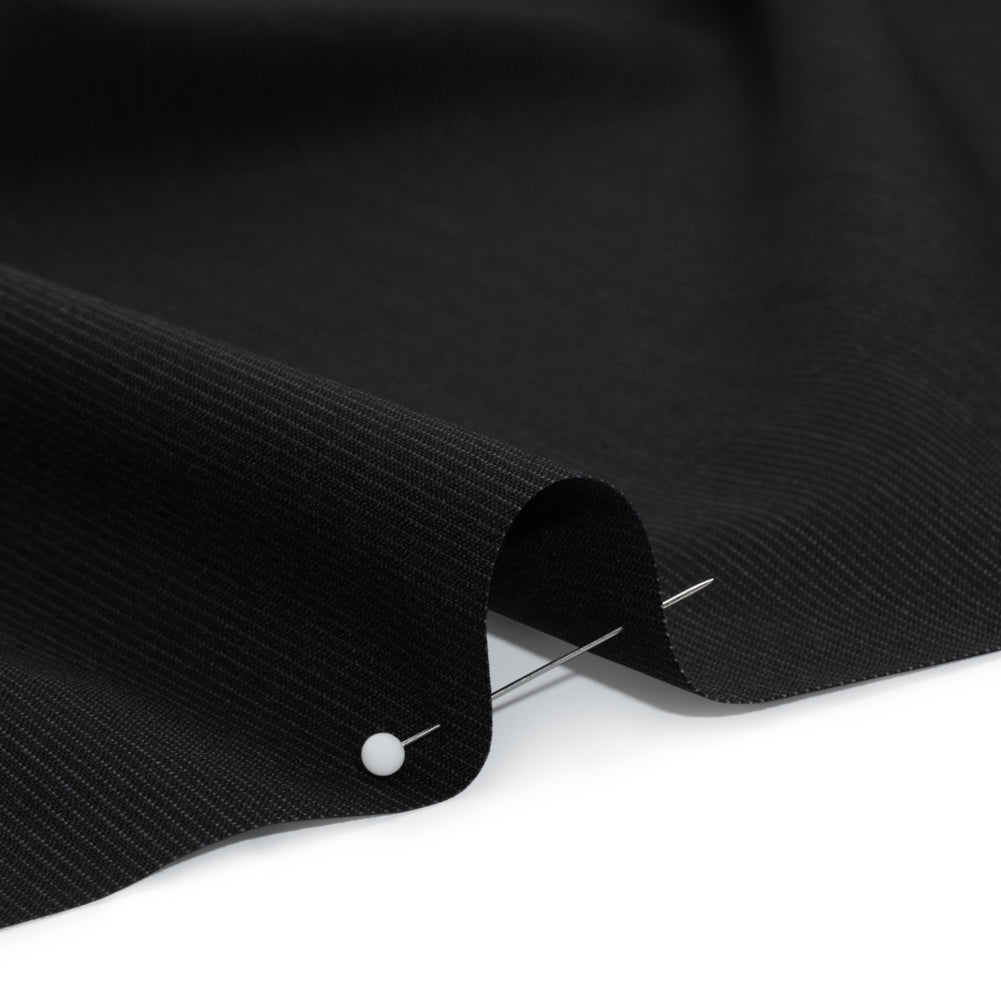 Super 120 Wool Suiting - Black and Gray Dotted Pinstripes - Deadstock - Detail