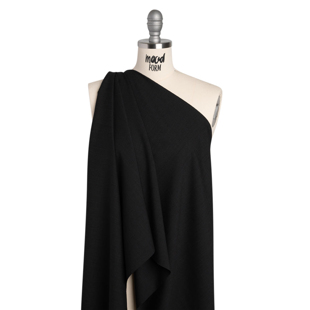 Super 120 Wool Suiting - Black and Gray Dotted Pinstripes - Deadstock - Drape
