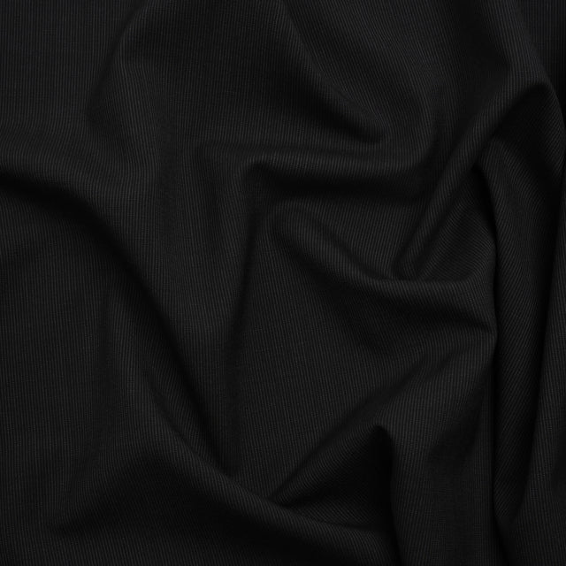 Super 120 Wool Suiting - Black and Gray Dotted Pinstripes - Deadstock