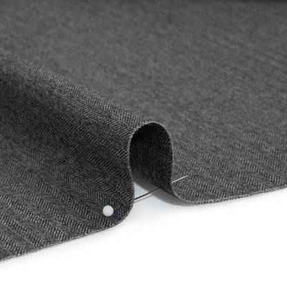 Wool Twill Suiting - Heathered Gray Herringbone - Deadstock
