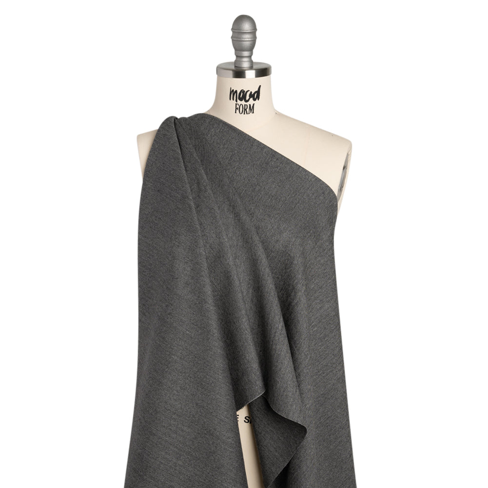 Wool Twill Suiting - Heathered Gray Herringbone - Deadstock