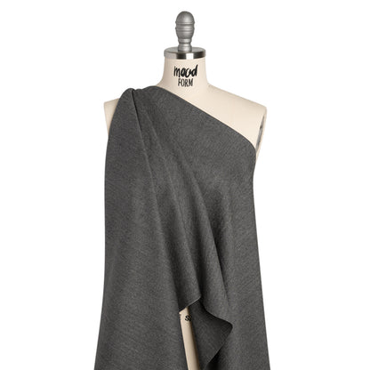 Wool Twill Suiting - Heathered Gray Herringbone - Deadstock