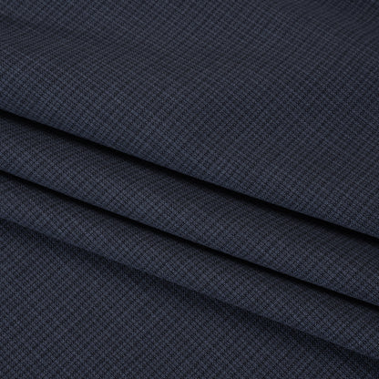 Wool Suiting - Navy and Black Micro Plaid - Deadstock