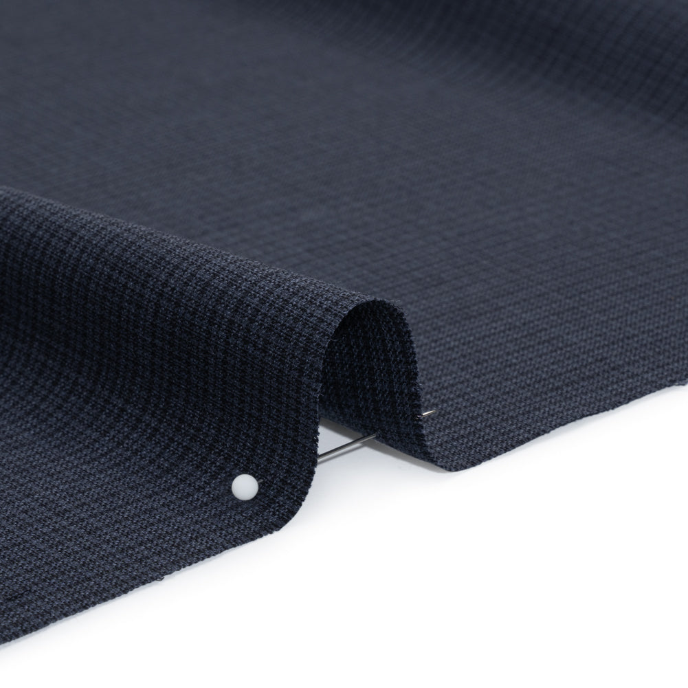 Wool Suiting - Navy and Black Micro Plaid - Deadstock - Detail