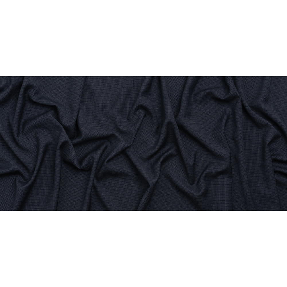 Wool Suiting - Navy and Black Micro Plaid - Deadstock - Full