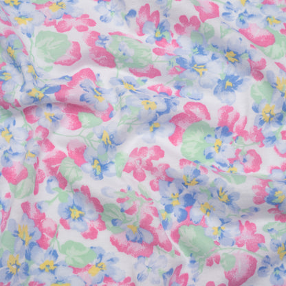 Cotton and Viscose Jersey Print - Pastel Blue, Pink and Mint Green Floral - Deadstock