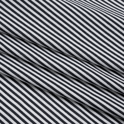 Cotton and Viscose Jersey Print - Midnight Navy and White Candy Stripes - Deadstock