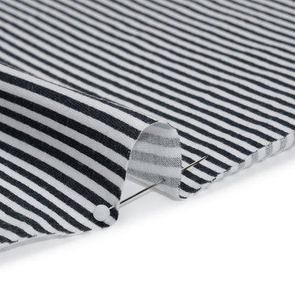 Cotton and Viscose Jersey Print - Midnight Navy and White Candy Stripes - Deadstock