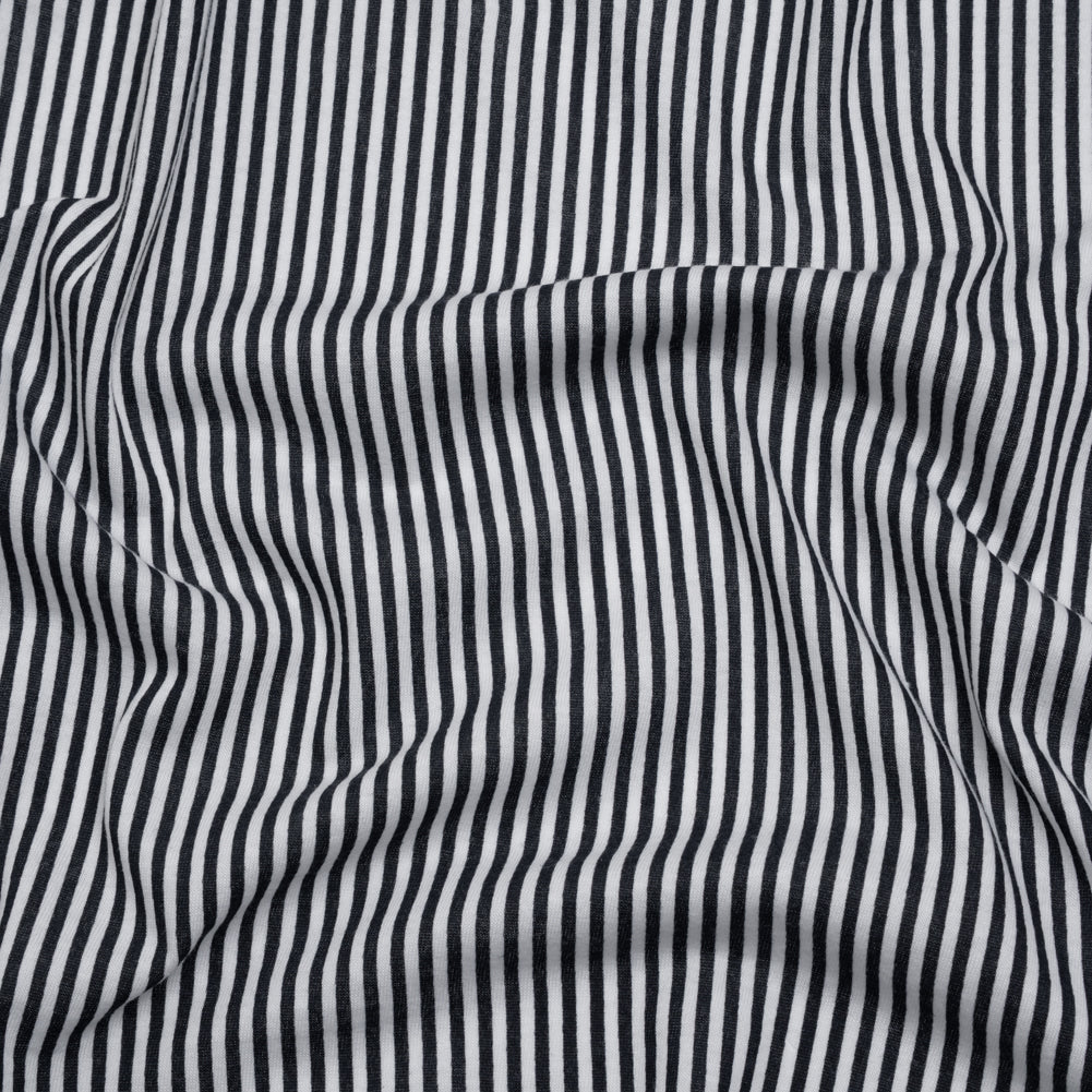 Cotton and Viscose Jersey Print - Midnight Navy and White Candy Stripes - Deadstock
