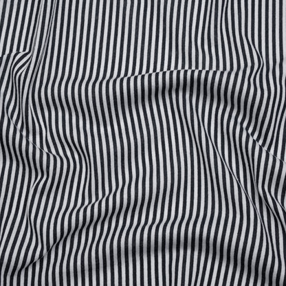 Cotton and Viscose Jersey Print - Midnight Navy and White Candy Stripes - Deadstock