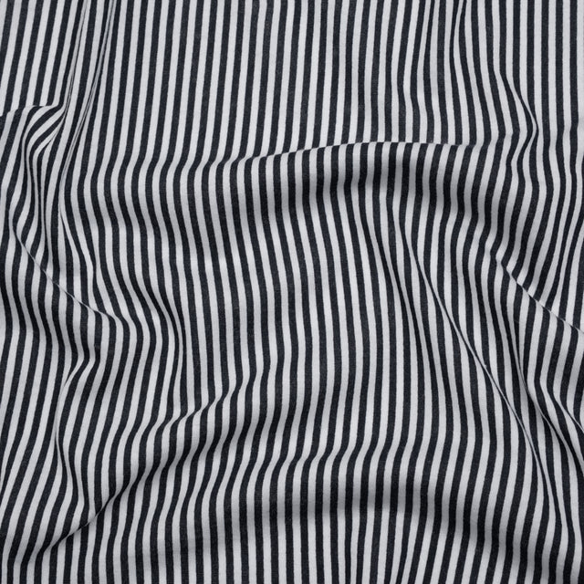 Cotton and Viscose Jersey Print - Midnight Navy and White Candy Stripes - Deadstock