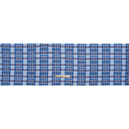 Stretch Rayon Jersey Print - Navy, Blue and White Painterly Plaid - Deadstock