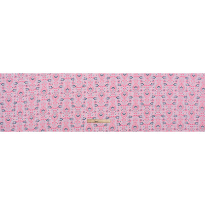 Stretch Rayon Jersey Print - Pink, Sky and Navy Jacobean Floral Damask - Deadstock