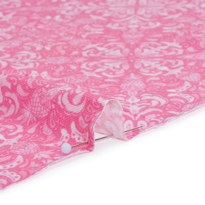 0.5 Yard of Stretch Rayon Jersey - Pink Pineapple Mandalas - Deadstock