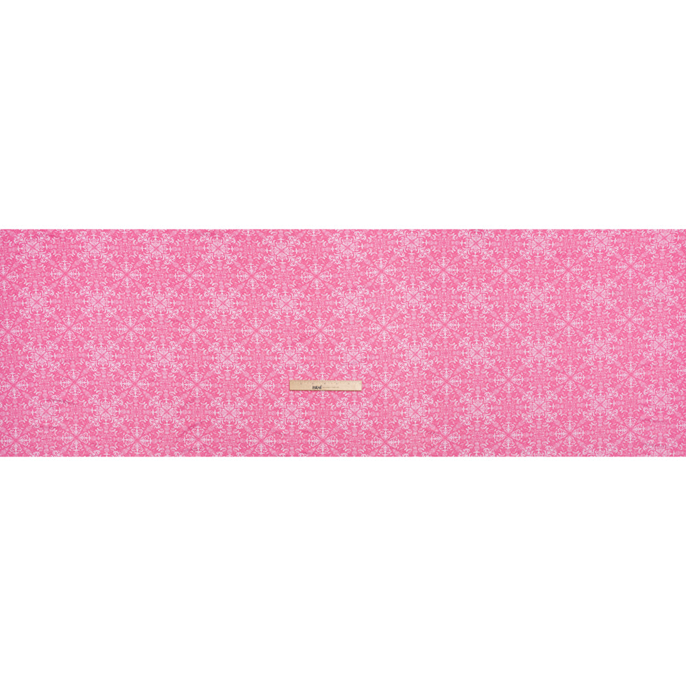 0.5 Yard of Stretch Rayon Jersey - Pink Pineapple Mandalas - Deadstock