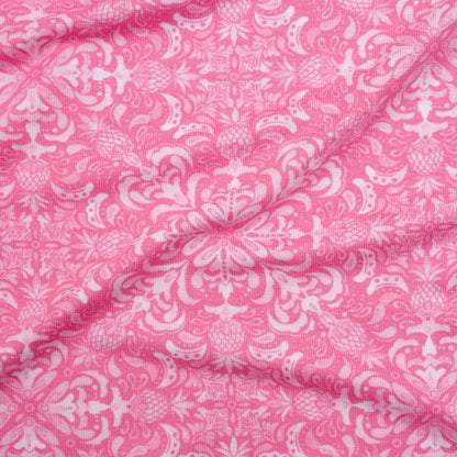 Stretch Rayon Jersey - Pink Pineapple Mandalas - Deadstock
