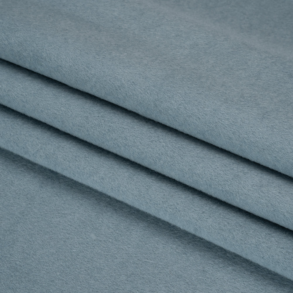 Brushed Lightweight Wool Blend Coating - Light Blue - Ellamar Collection - Folded