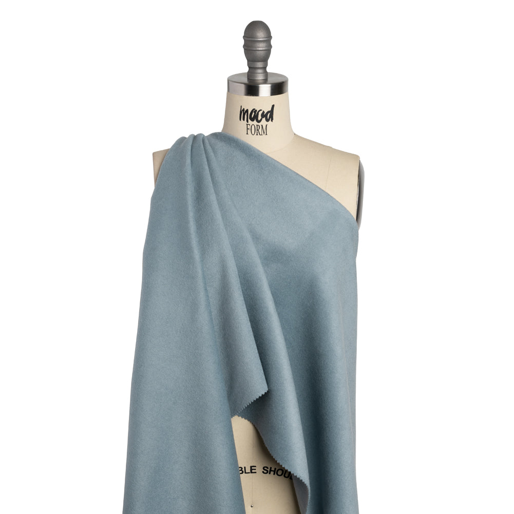 Brushed Lightweight Wool Blend Coating - Light Blue - Ellamar Collection - Drape