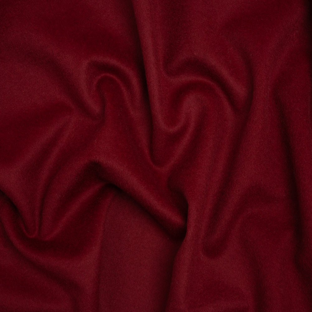 Brushed Lightweight Wool Blend Coating - Berry Red - Ellamar Collection