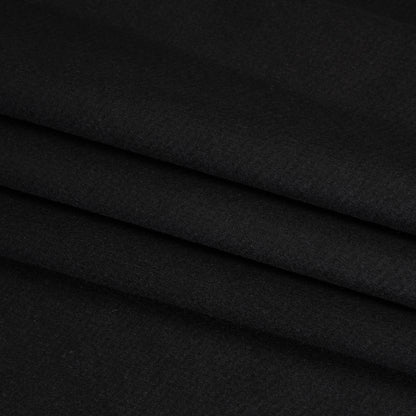 Heavy Brushed Wool Blend Twill Coating - Black