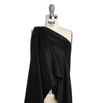 Heavy Brushed Wool Blend Twill Coating - Black